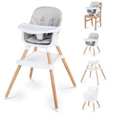 8-in-1 Baby High Chair Booster Seat, Wooden Toddler Chair with Adjustable Tray