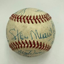 1970's Old Timers Day HOF Multi Signed Baseball Stan Musial Casey Stengel JSA