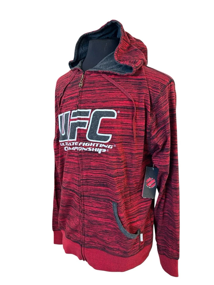 NUEVO CON ETIQUETAS UFC Sudadera con Capucha Cremallera Completa Para Hombres L Rojo MMA Dana Blanco Pullover Llama Retorcida De Colección Y2K Foto 2 de 4
