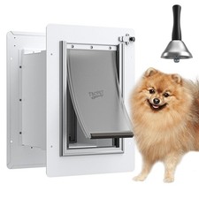 Pet Door for Wall - Steel Frame, Telescoping Tunnel Double Silicone Flaps D...