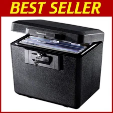 Black Key-Lock Fireproof Safe for Files, 13.6 x 15.3