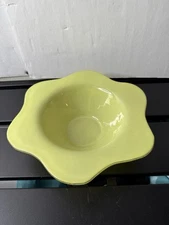 Vintage Annie Glass Yellow Flower Petal Glass Bowl, signed 1993 Made in USA