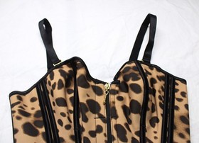 Shapshe Women's Fajas Colombianas Zip Up Corset Top AC2 Leopard Print Medium 