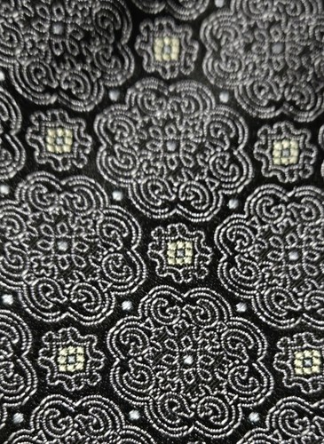 CANALI Mens Tie Metallic Gray 100% Silk Jacquard Medallion Made in Italy - Picture 3 of 12