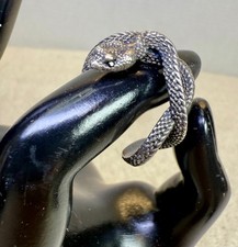 Silver Alloy Wrap Snake Coil Ring Size 7 Adjustable. Gothic. Reptile. Costume