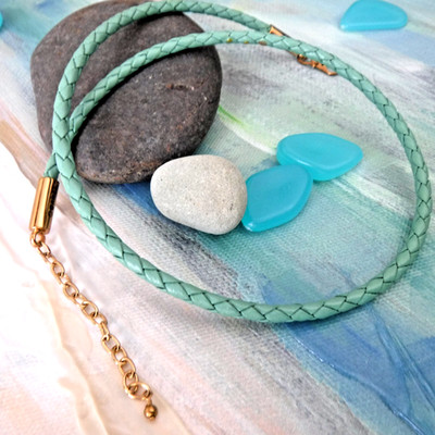Studio Barse Blue Braided Leather Cord Necklace