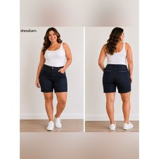 Dressbarn NWT Dark Denim Embossed Stripe Bermuda Shorts nwt resort preppy