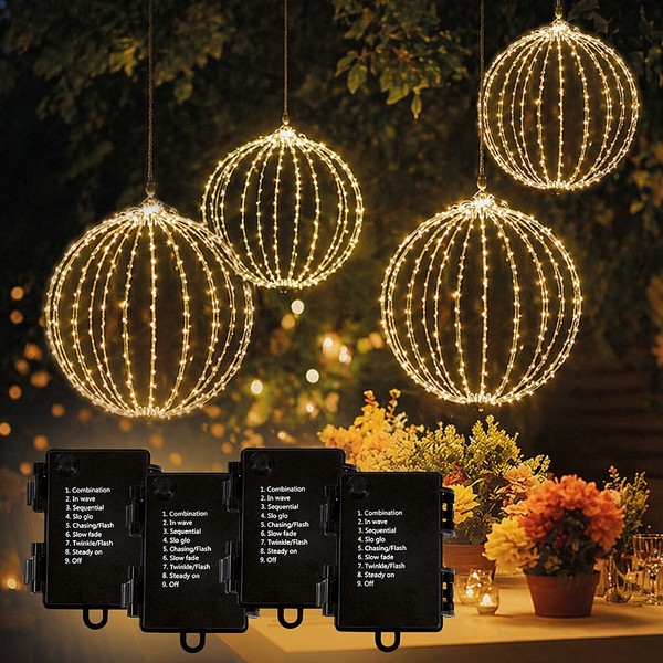 Lunartec 2Er Set 2Er-Set Led-Leuchtkugeln Mit Ø 33 Und 28 Cm, 8 Modi, Timer-image
