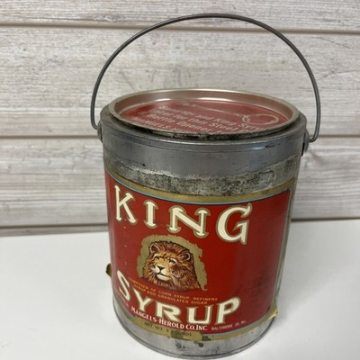 VTG King Syrup Can & Lid Mangels Herold Co Baltimore Rusty Farmhouse Country 
