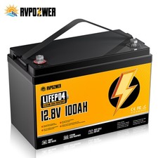 RVPOZWER 12V 100Ah LiFePO4 Lithium Battery Deep Cycle BMS for Solar RV Off-grid