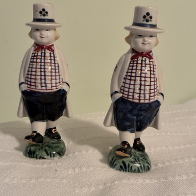 DENMARK Ceramic Human Figure candle holder Set, Plaid Floral, Multicolor