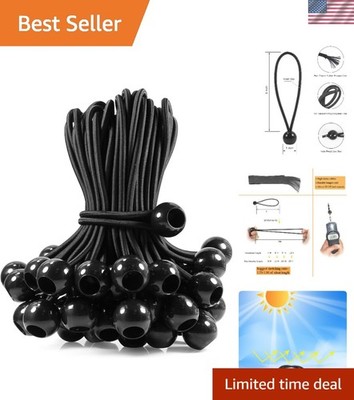 Durable 6-Inch Black Bungee Balls - 50-Piece Set for Secure Canopy Connection