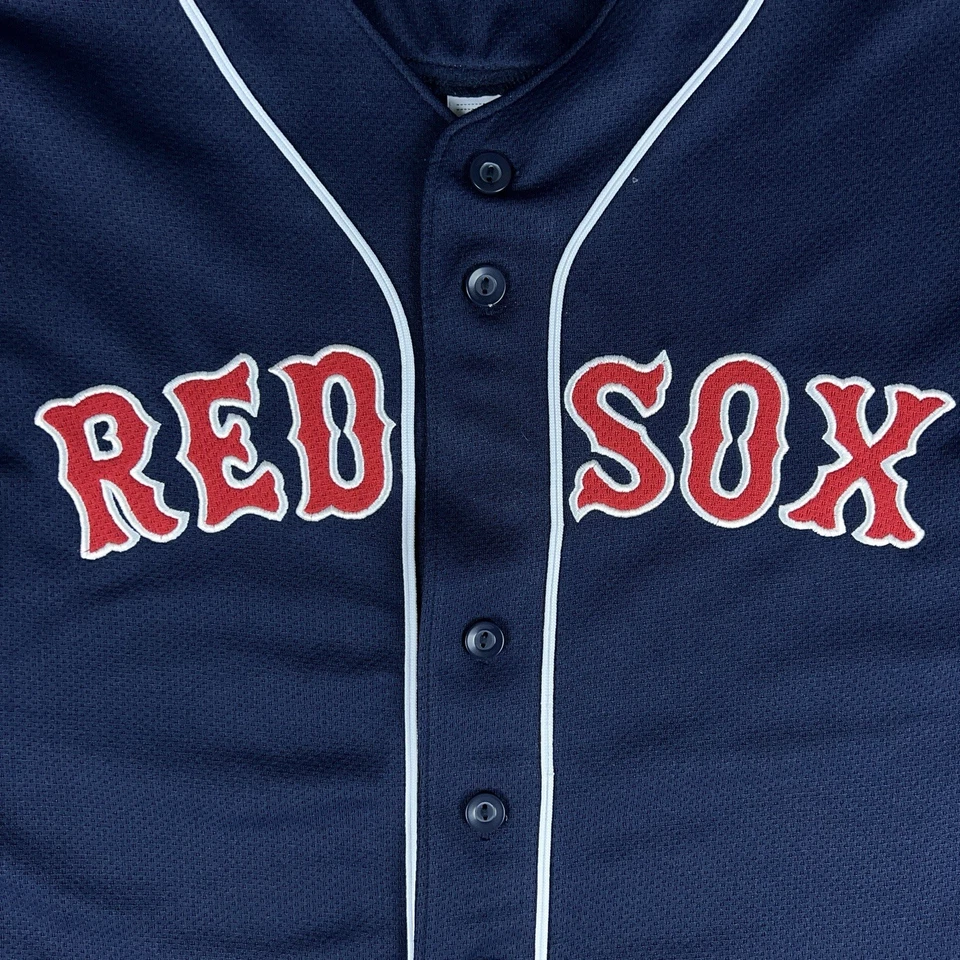 Camiseta Boston Red Sox Youth 10/12 azul marinho David Ortiz Majestic costurada anos 00 vintage - Imagem 3 de 4