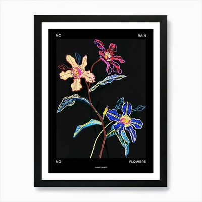 No Rain No Flowers Poster Vergissmein gerahmt Wandbild Poster Leinwanddruck Bild