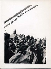 WW2 Era Photo Large Group of Soldiers on Ship Deck