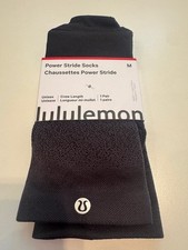 Lululemon NWT Power Stride Crew Length Unisex Socks SZ: Medium Color: Gry/Blk