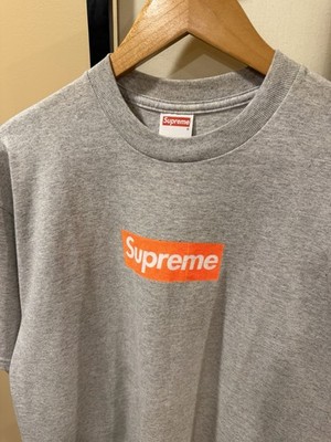 Supreme Box Logo Safety Orange early 2000s Grey T-Shirt | eBay