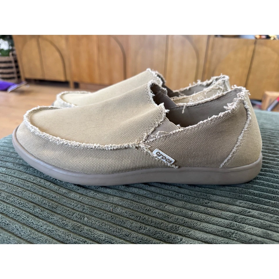 Zapatos sin cordones Crocs Santa Cruz informales para hombre talla M12 de lona beige mocasines informales Foto 3 de 4