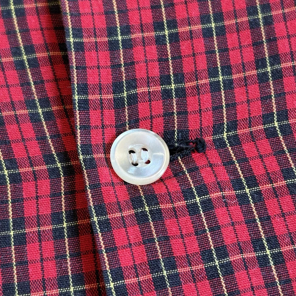 Vintage 1950s Manhattan ‘Ivy Man’ Plaid Cotton Loop Collar Shirt Sz XL - Red - Image 4 of 4