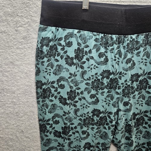 Sleep By Cacique Women Sz 26/28 Jogger Pajama Floral Pants Turquoise Blue - Picture 2 of 8