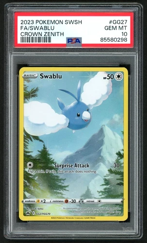 POKEMON SWABLU 2023 SWORD AND SHIELD CROWN ZENITH #GG27 FA PSA 10