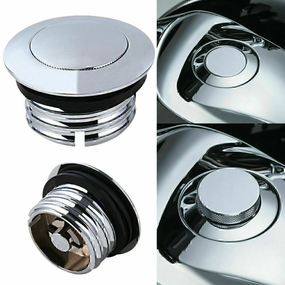 Tanque de combustible ventilado emergente montaje empotrado tapa de gasolina tipo tornillo para Harley Foto 4 de 4