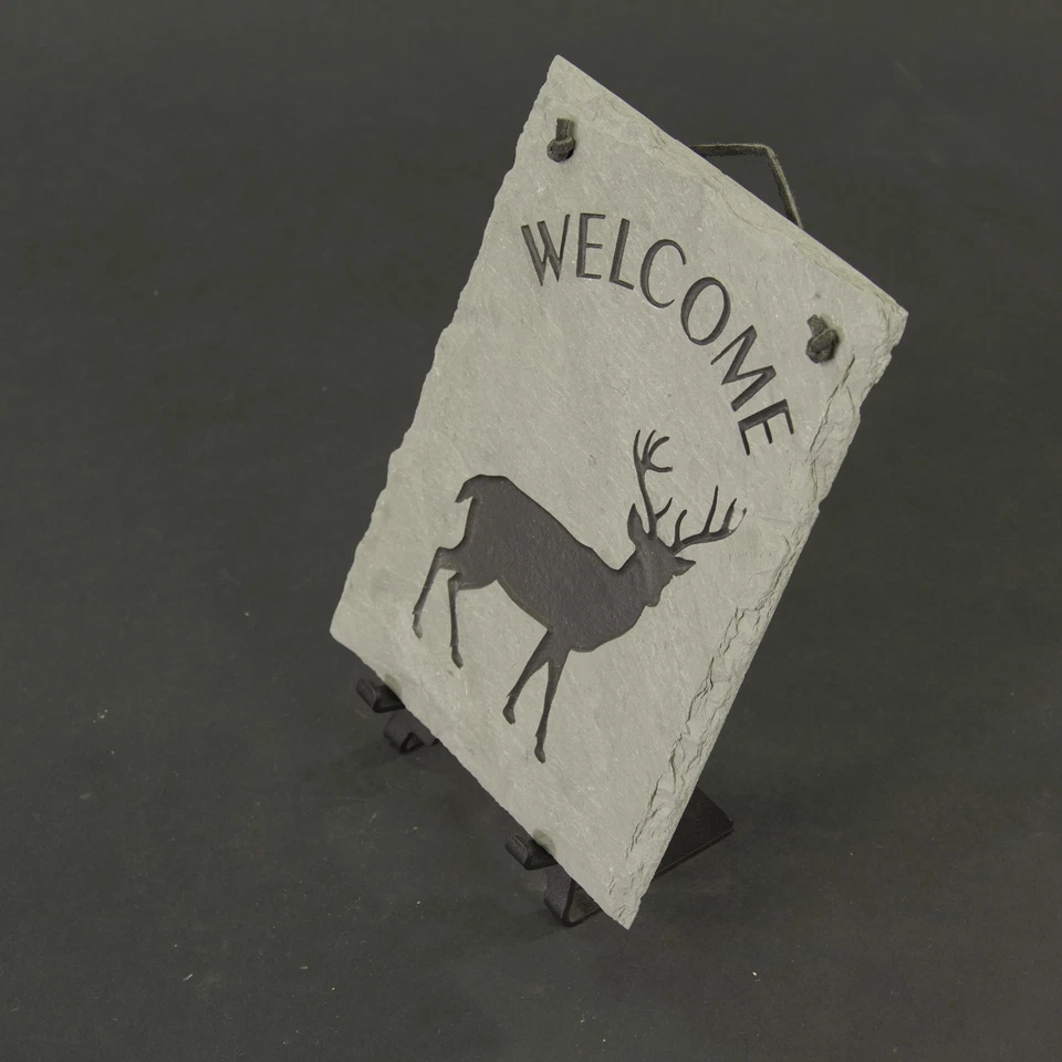 Deer Welcome Sign Hanging Slate 8x10 Rustic Cabin Hospitality NEW Scarce! - Image 3 of 4