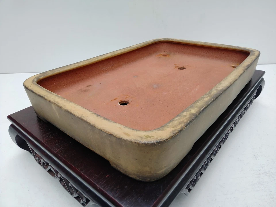 Bonsai Pot Tokoname Patina Large Tokoname REIHO Yellow Glazed Width 47cm/ 18.5in - Image 4 of 4