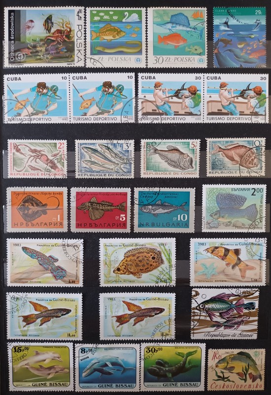 SEA LIFE. FISH: AQUARIUM, EXOTIC, PREDATORY. SHARKS. 217 STAMPS. LOT IN GERMANY