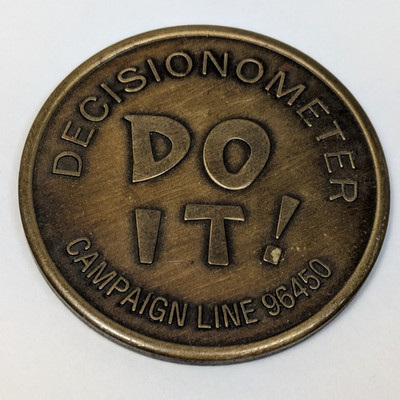 Novelty Coin Flip Wendells Decisionometer Do It! The Hell With It! Vintage