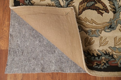 Floral Beige Aubusson Hand-tufted Oriental Area Rug 5'x8' Indian Wool Carpet - Picture 10 of 12