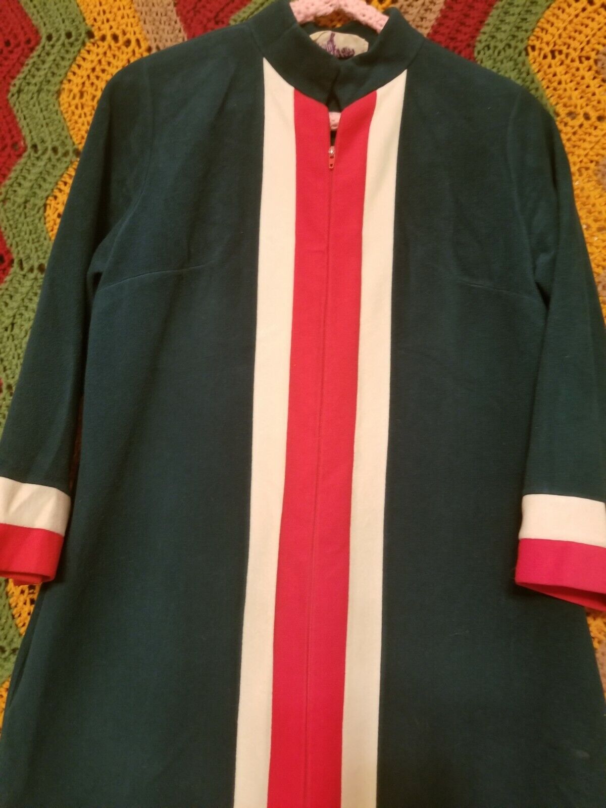 Vintage 70'S Vanity fair Nightgown Velvet 8 新色 賜物 Housecoat Size green Hunter Robe