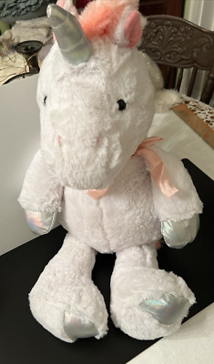 Spark Create Imagine Metallic Plush Unicorn, White, Pink & Silver 12''