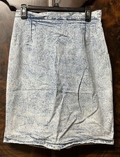 Vtg 80s WEAR Women Sz 30Wx22L Blue Jean Acid Wash Denim Skirt Straight Pencil