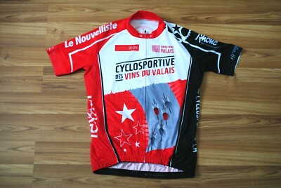 Maillot Cycliste Texner – Vins Du Valais 2021 – Taille L – Rouge – Homme – Occasion Bon état