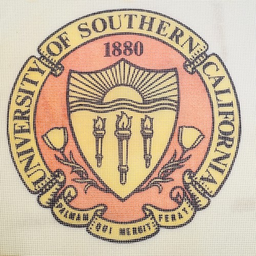 University of Southern California Seal Handpainted Needlepoint Canvas 12ct USC - Picture 2 of 3