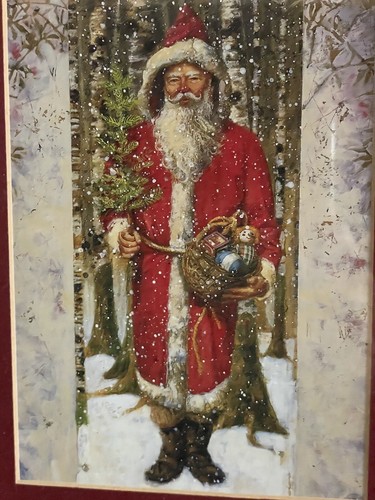 Cornice oro Babbo Natale ispirata all'arte vintage e opaca per le vacanze di Natale - Foto 2 di 4