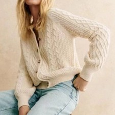 sezane women's knitted cardigan coat