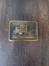 VINTAGE 1978  LONG NOSE SEMI TRUCK  SOLID BRASS TRUCKING BELT BUCKLE