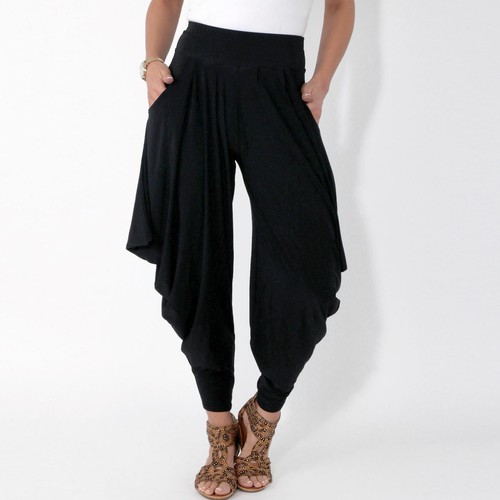 Pantalones Mujer Negros Harem Aladin Plsados Anchos Bombachos Ropa Oferta  Barata | eBay