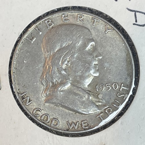 1950 D Franklin Silver Half Dollar 90% Silver 50c One Coin Lot - Picture 5 of 12