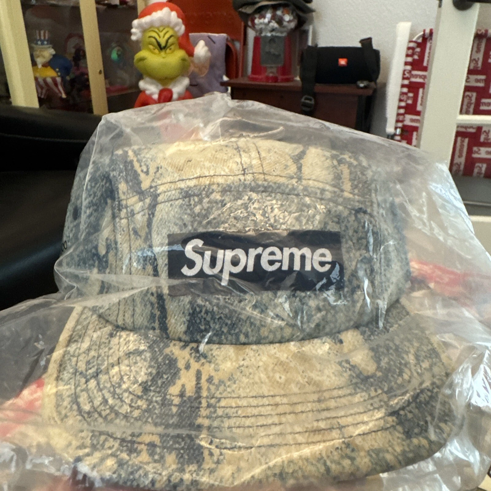 Casquette de camp en denim suprême chapeau boîte réglable logo neuf OSFA strapback denim lavé