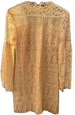 Simplee Apparel Cream Lace Bell Sleeve Dress - Size: Large
