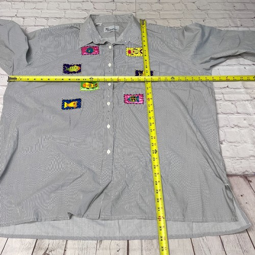 Mili Designs Women Blouse Top Button Shirt Size 2X or 3X Fish Theme B333 -30 - Picture 2 of 14