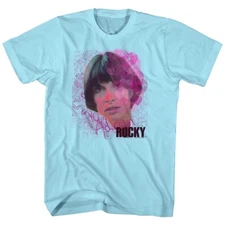 Rocky T-Shirt Distressed YO ADRIAN Pink Hearts Light Blue Heather Tee