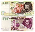 ITALIA -  COPPIA DI BANCONOTE DA 50.000 E 100.000 LIRE DEL 1995 SPLENDIDE