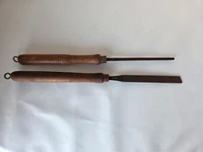 2 Vintage Unbranded Wood Lathe Tools HSS Steel Handles Metalworking USA
