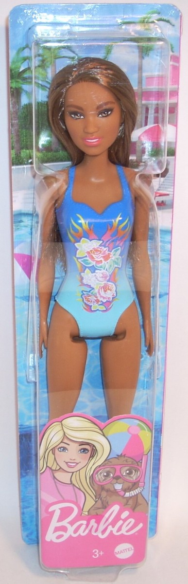 Beach Barbie Doll w/ Floral Butterfly Swimsuit HDC51 Mattel 2021