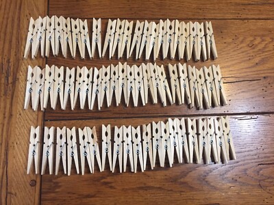 LOT OF 60 NEW WOOD CLOTHES PINS LAUNDRY WOODEN 2 3/4'' CLOTHESPINS CRAFTS TOYS