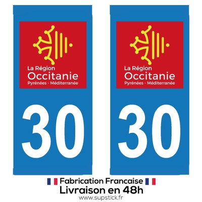 SupStick 2 STICKERS AUTOCOLLANT PLAQUE IMMATRICULATION DEPARTEMENT 09 Ari/&egrave;ge REGION OCCITANIE